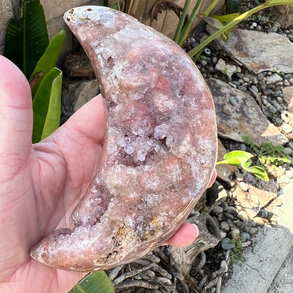 Sugary Pink Amethyst Crystal Druzy Moon - Picture 11 of 11